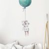 Muursticker konijn op kop aan ballon